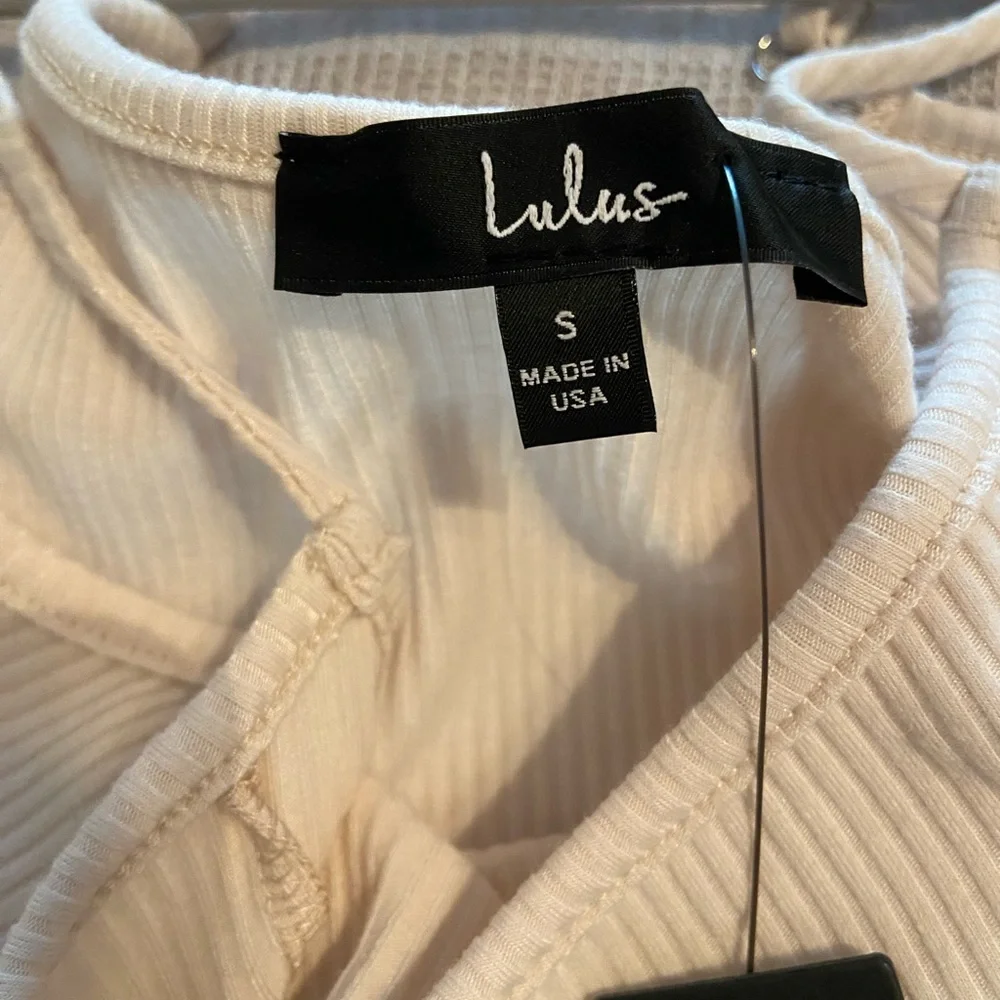 Lulu’s Flare For Life Cream Ribbed Knit Sleeveless Mini Dress - Picture 6 of 7